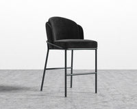 Angelo Counter Stool - Plush Velvet - Black - Black