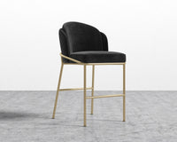 Angelo Counter Stool - Plush Velvet - Black - Brass