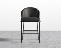 Angelo Counter Stool - Microfiber Leather - Trento Jet Black - Black
