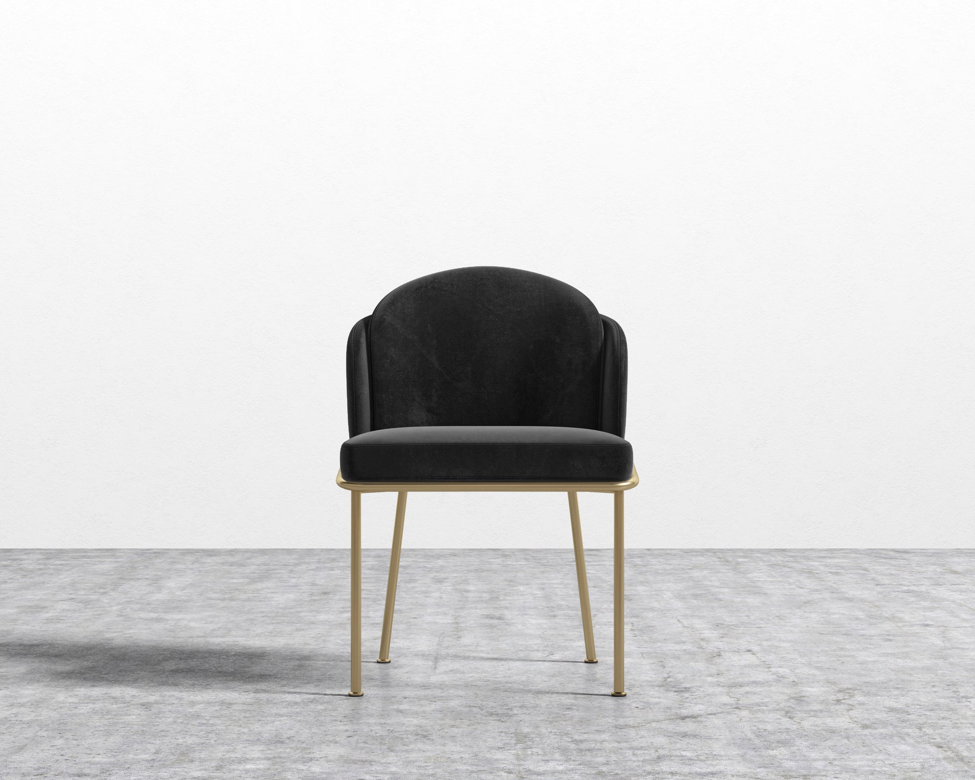 Angelo Dining Chair - Brass - Plush Velvet - Black