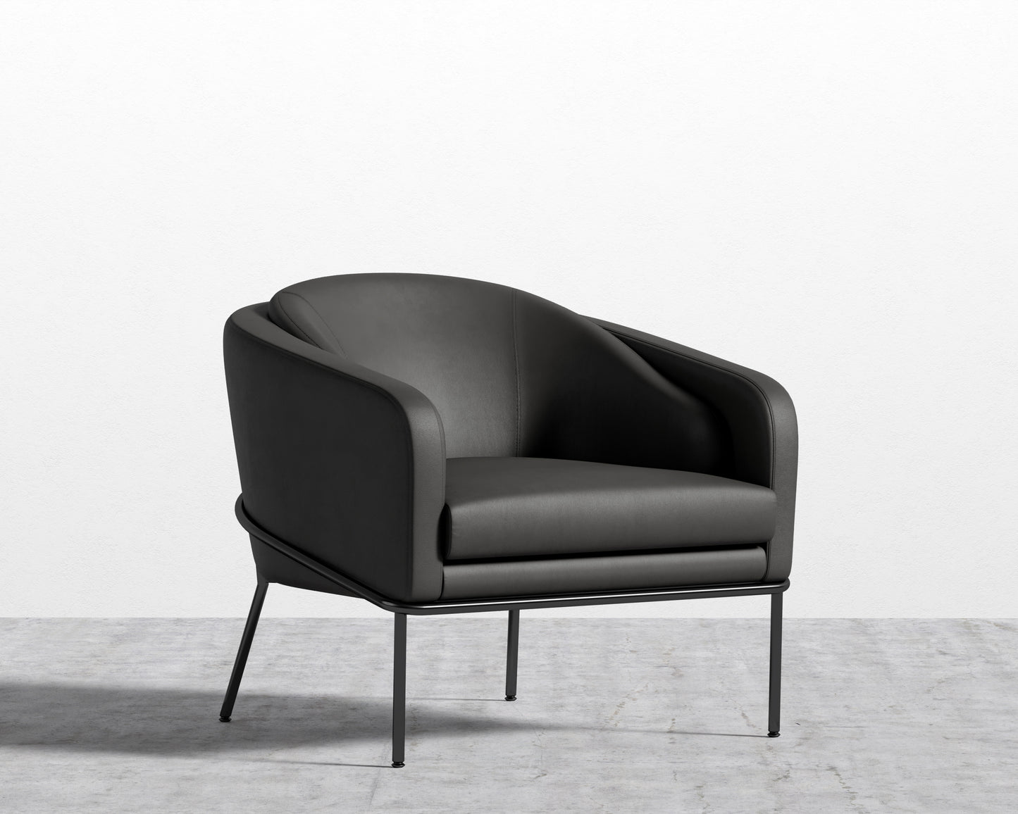 Angelo Lounge Chair - Microfiber Leather - Trento Jet Black - Black Frame