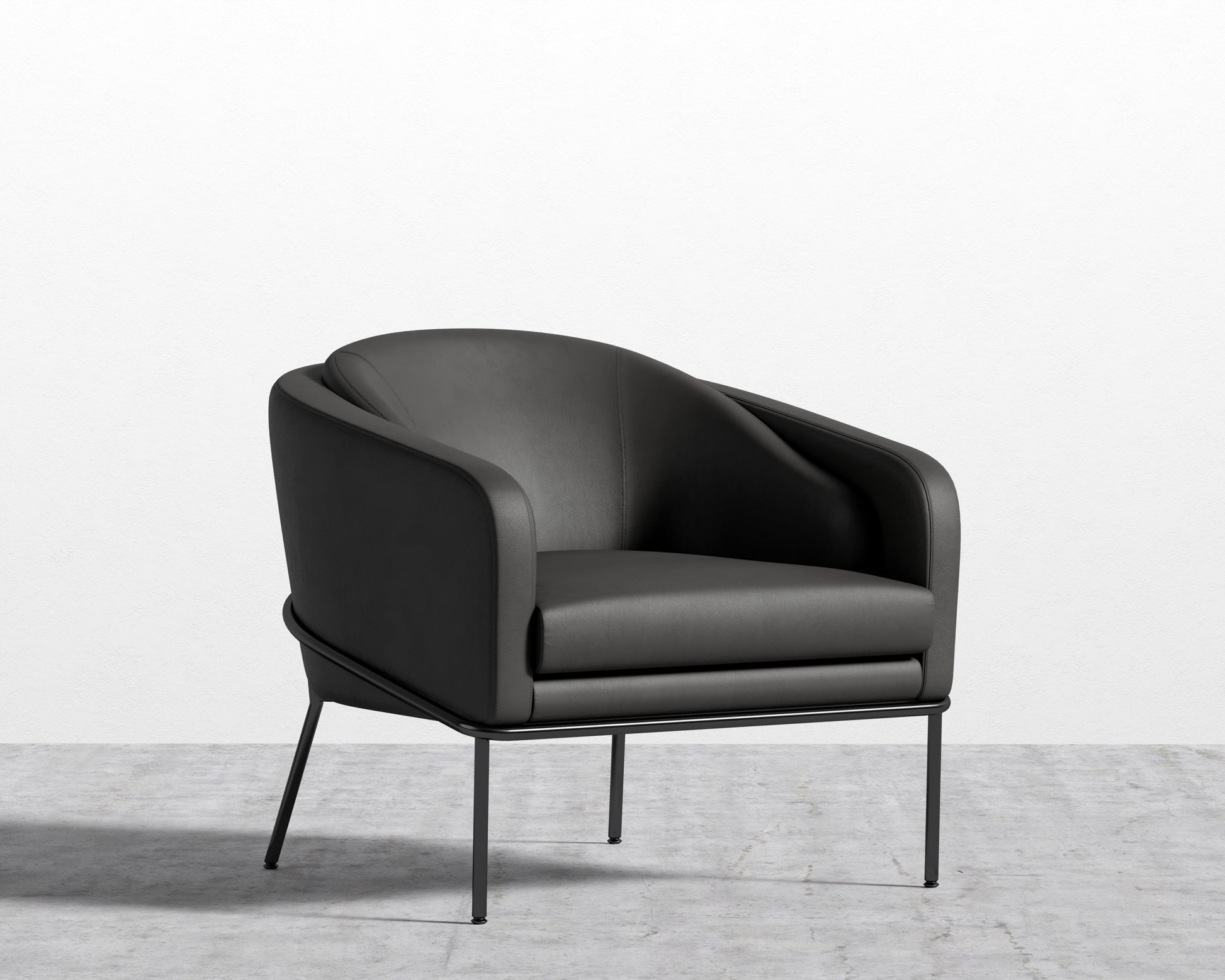 Angelo Lounge Chair - Microfiber Leather - Trento Jet Black - Black Frame