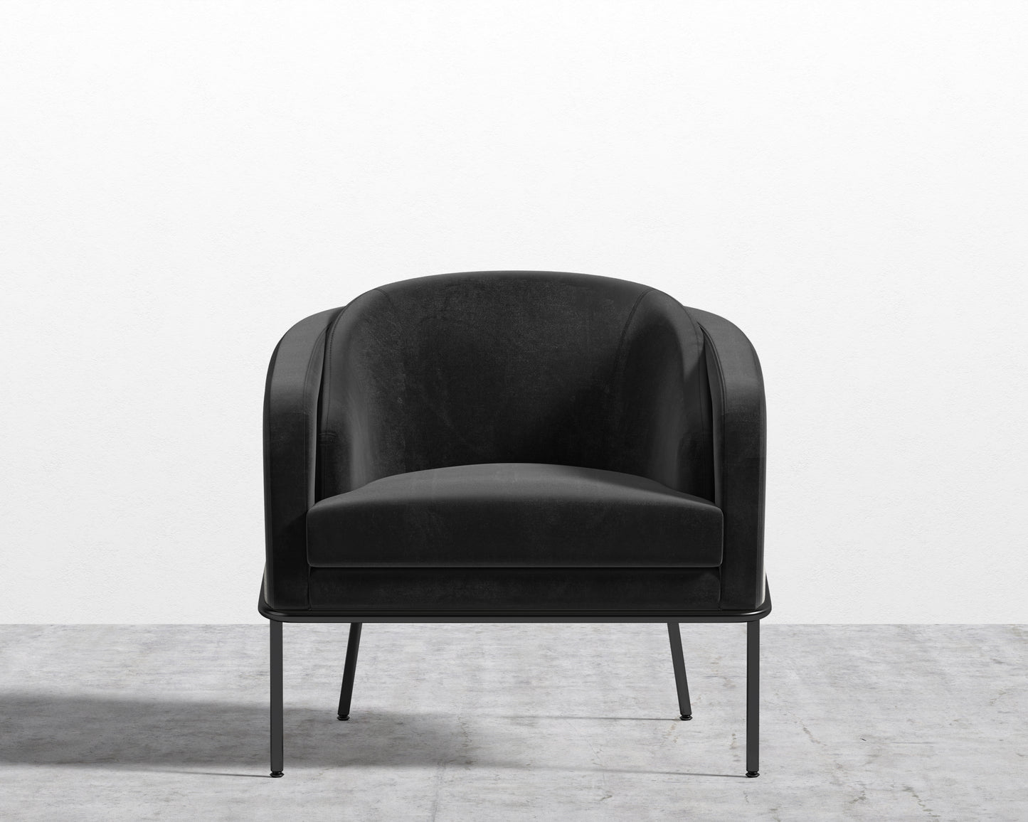 Angelo Lounge Chair - Plush Velvet - Black - Black Frame