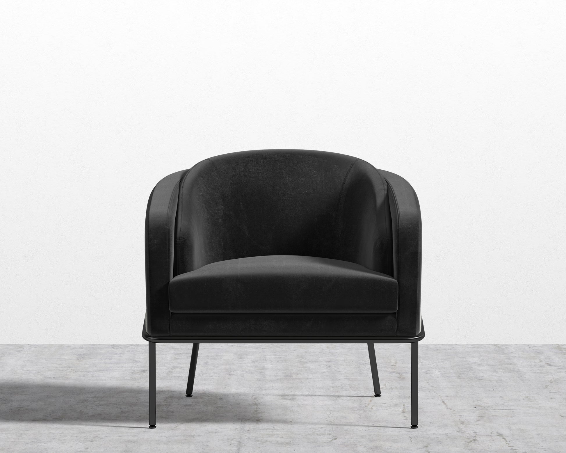 Angelo Lounge Chair - Plush Velvet - Black - Black Frame