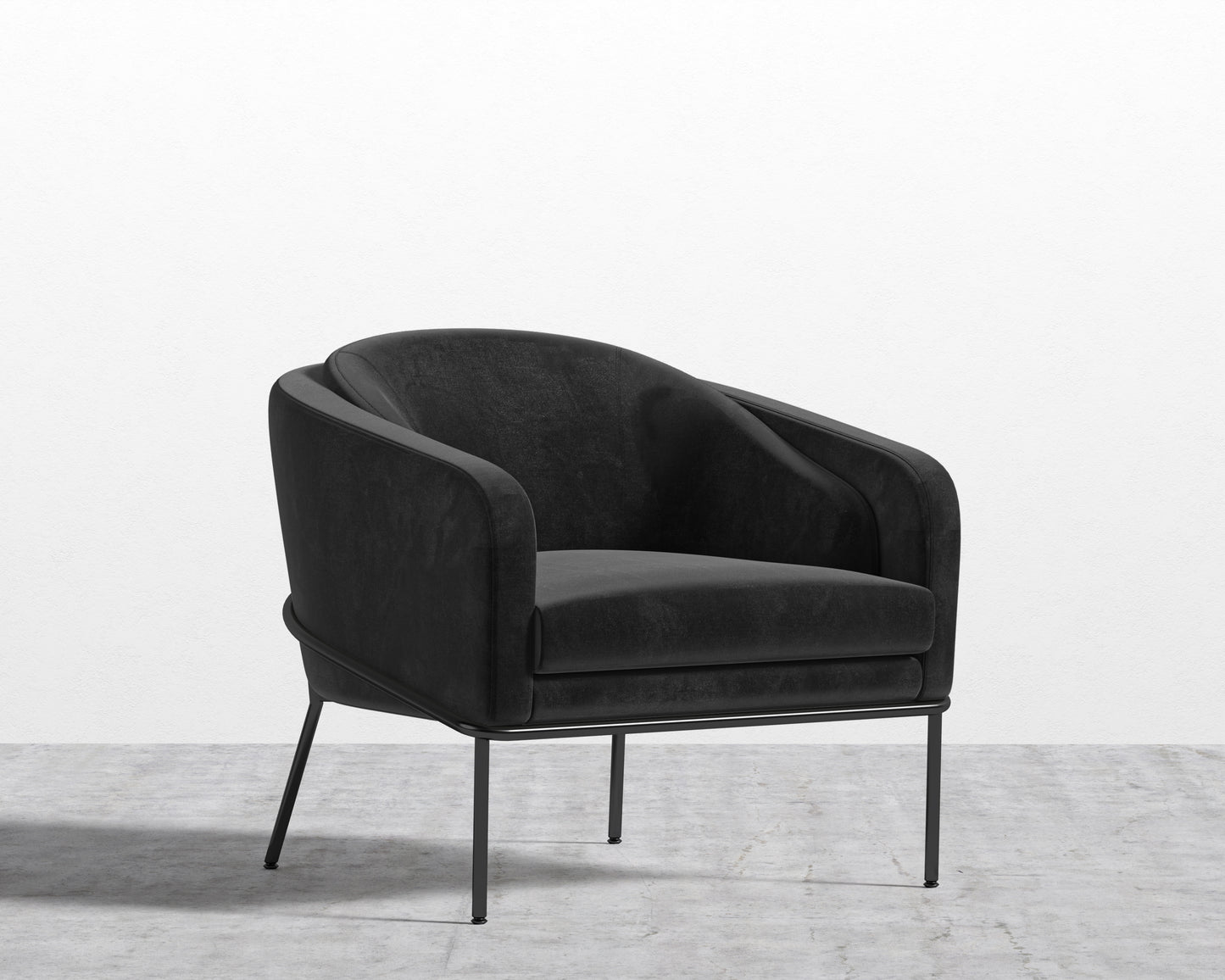 Angelo Lounge Chair - Plush Velvet - Black - Black Frame