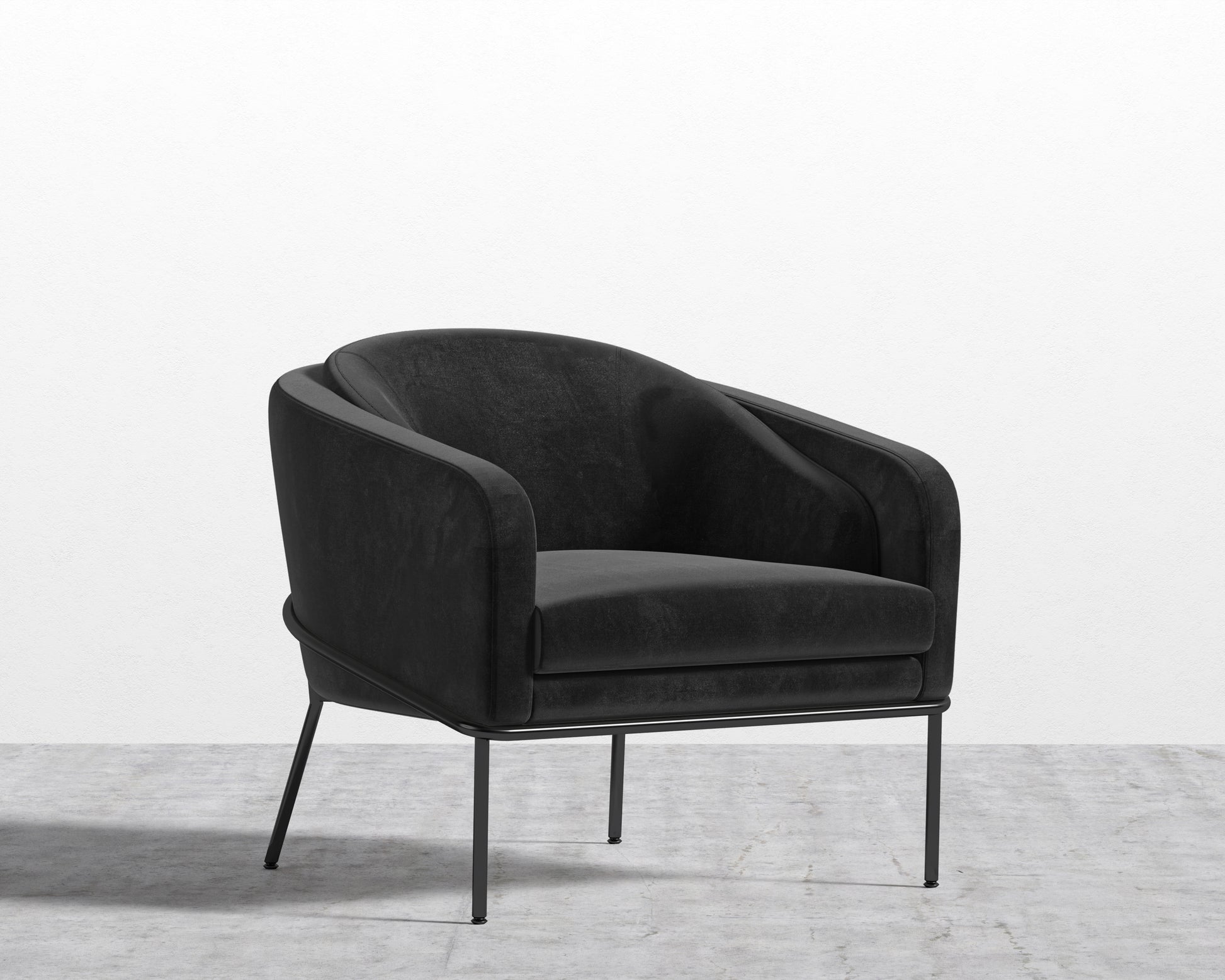 Angelo Lounge Chair - Plush Velvet - Black - Black Frame