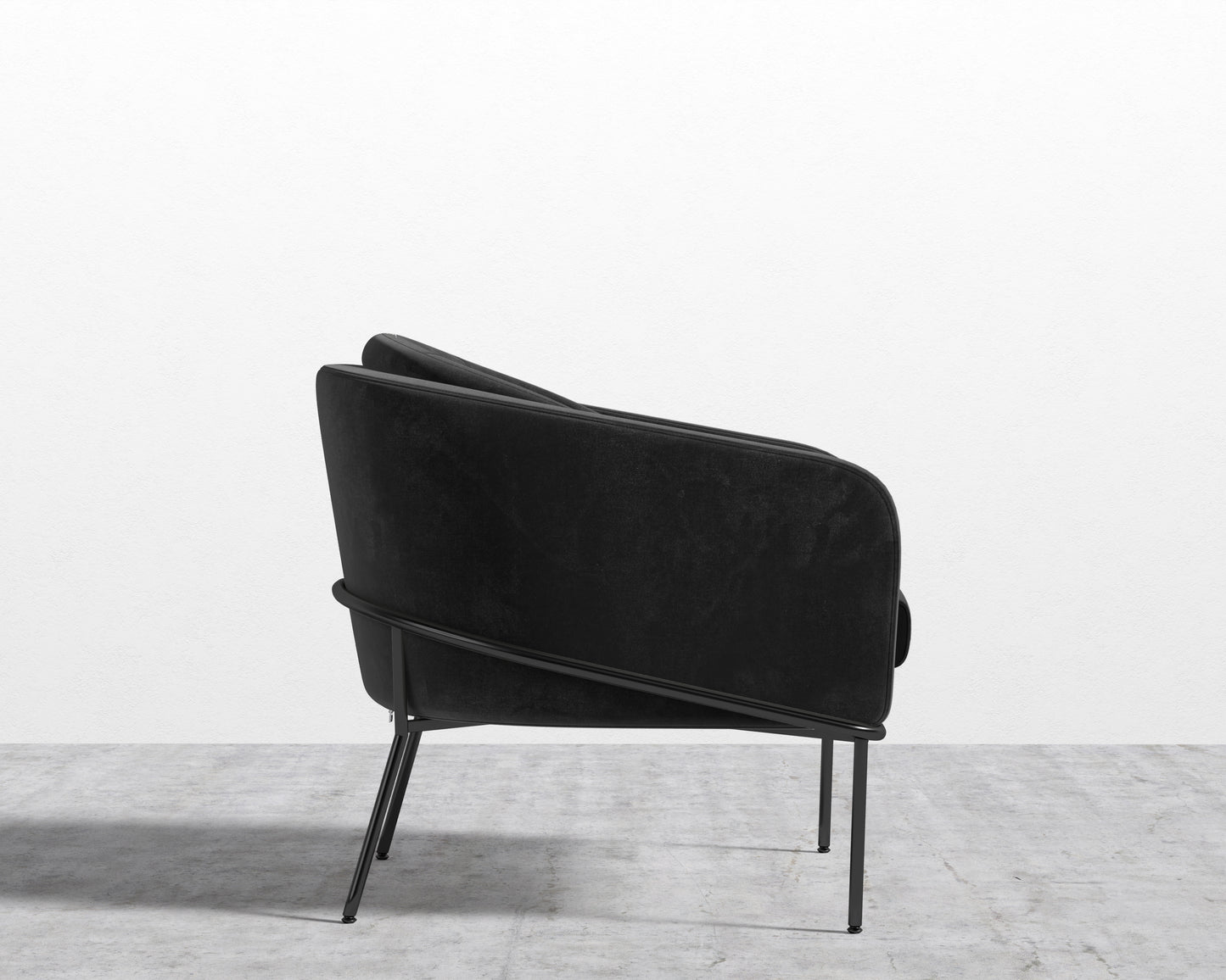 Angelo Lounge Chair - Plush Velvet - Black - Black Frame