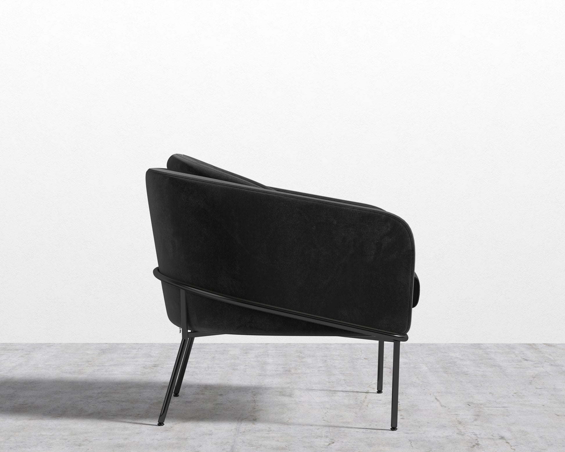 Angelo Lounge Chair - Plush Velvet - Black - Black Frame