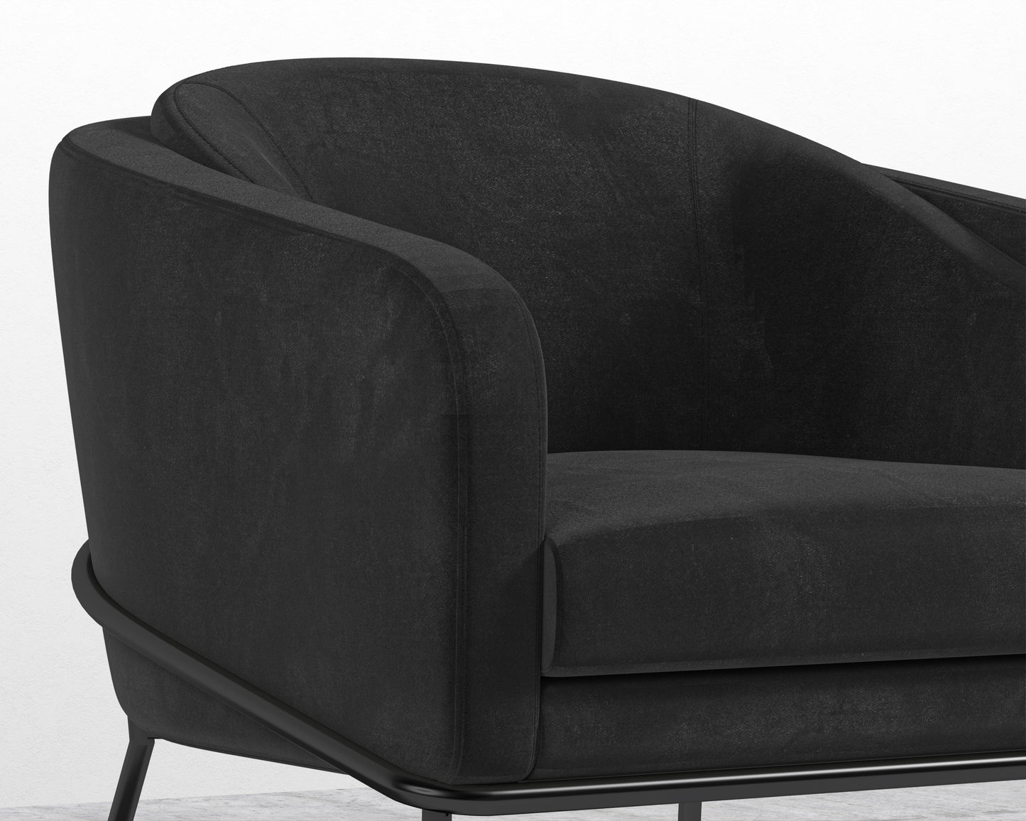 Angelo Lounge Chair - Plush Velvet - Black - Black Frame