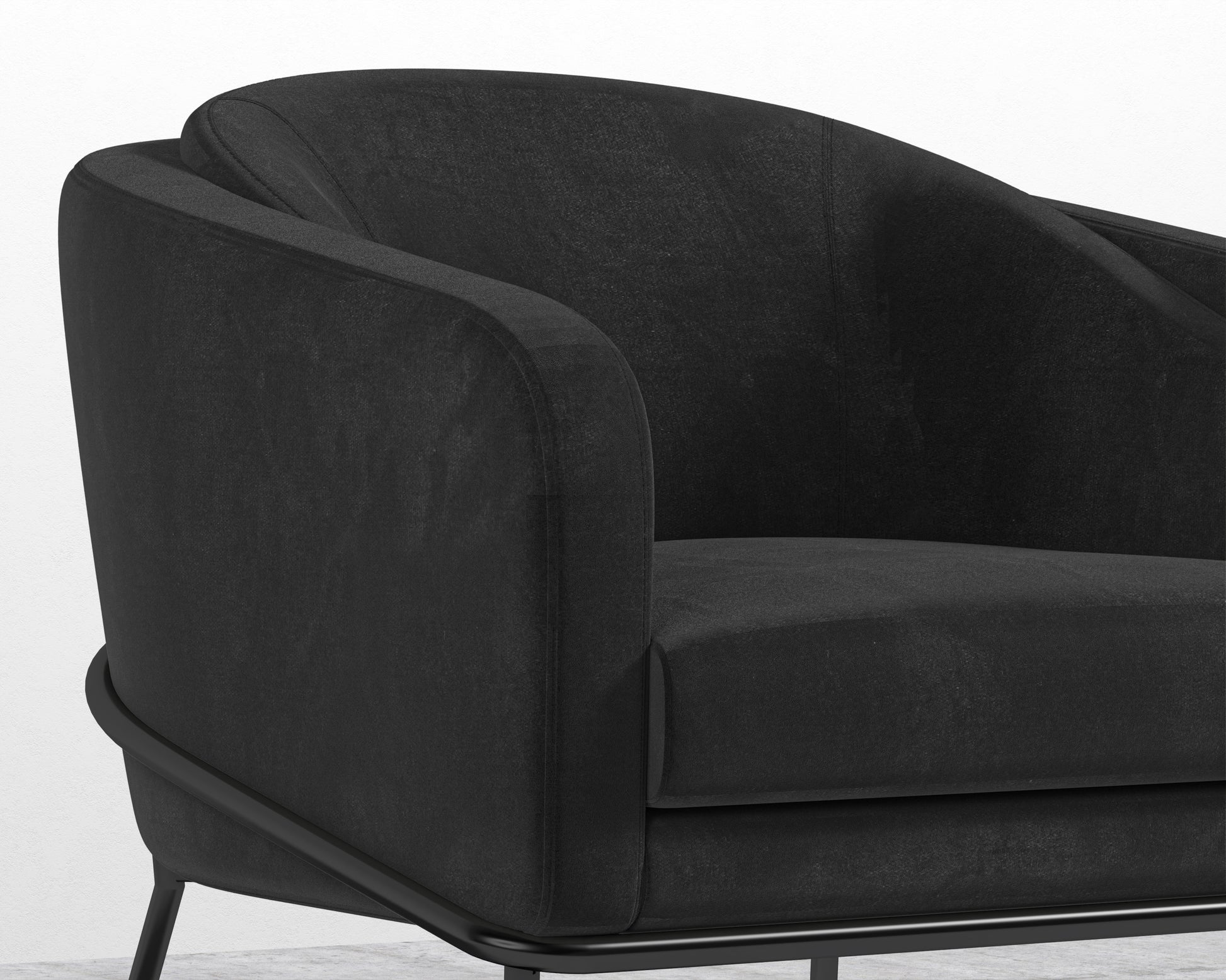 Angelo Lounge Chair - Plush Velvet - Black - Black Frame