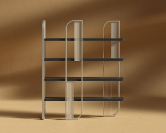 Apollo_Bookshelf_Champagne - Black Oak