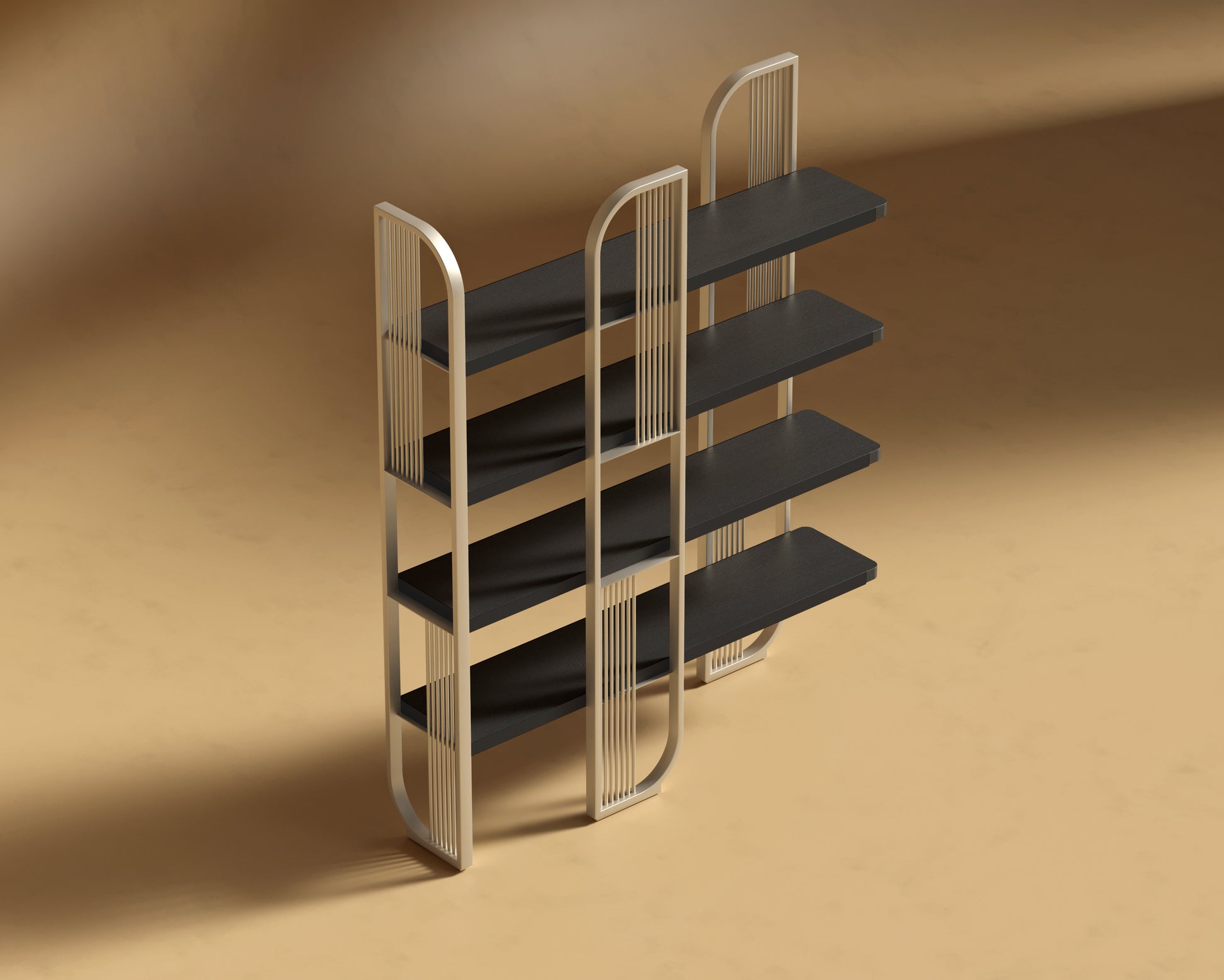 Apollo_Bookshelf_Champagne - Black Oak