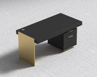 Arlo Desk - Brushed Brass - Black Oak