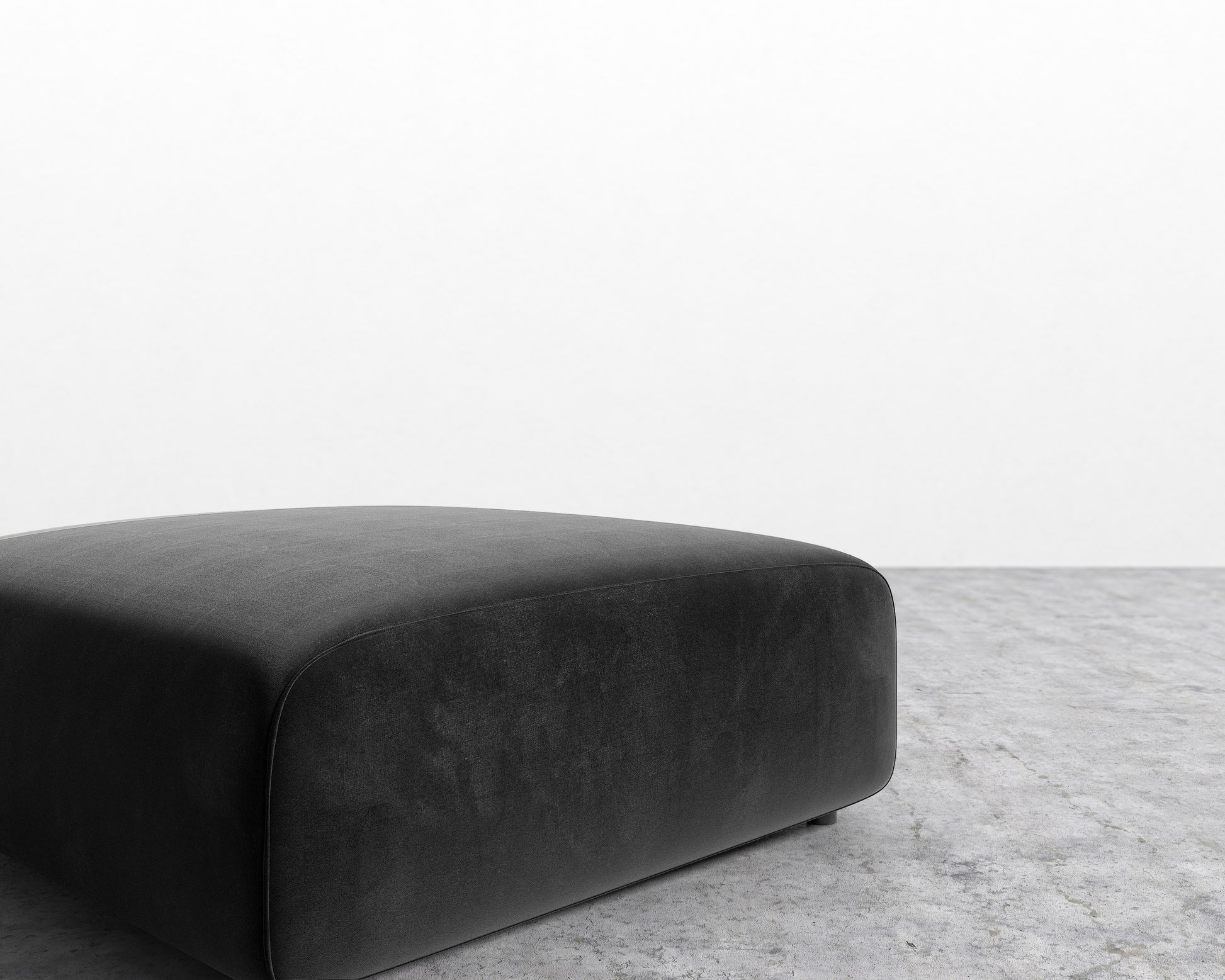 Arya Ottoman - Plush Velvet - Black 2022
