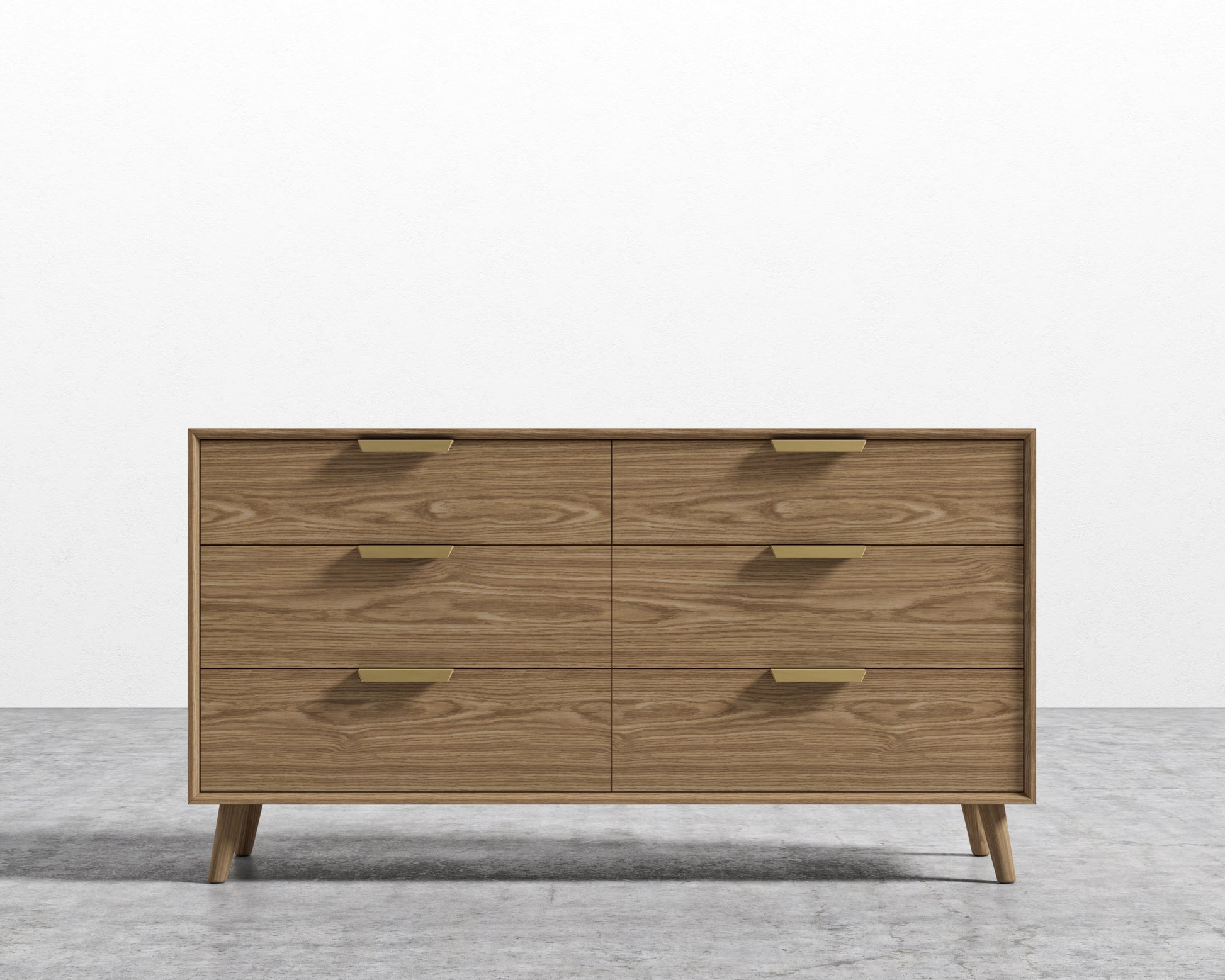 Asher Wide Dresser -  Brushed Brass Handle - Ash