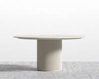 Athena Dining Table Round - 63in - Travertine - Alabaster Base