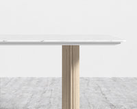 Athena Dining Table - White Carrara Marble - White Ash Base