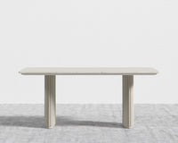 Athena Dining Table - White Travertine - Alabaster Matte Base