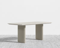 Athena Dining Table - White Travertine - Alabaster Matte Base