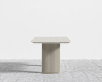 Athena Dining Table - White Travertine - Alabaster Matte Base