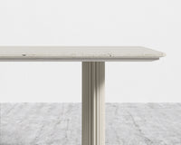 Athena Dining Table - White Travertine - Alabaster Matte Base
