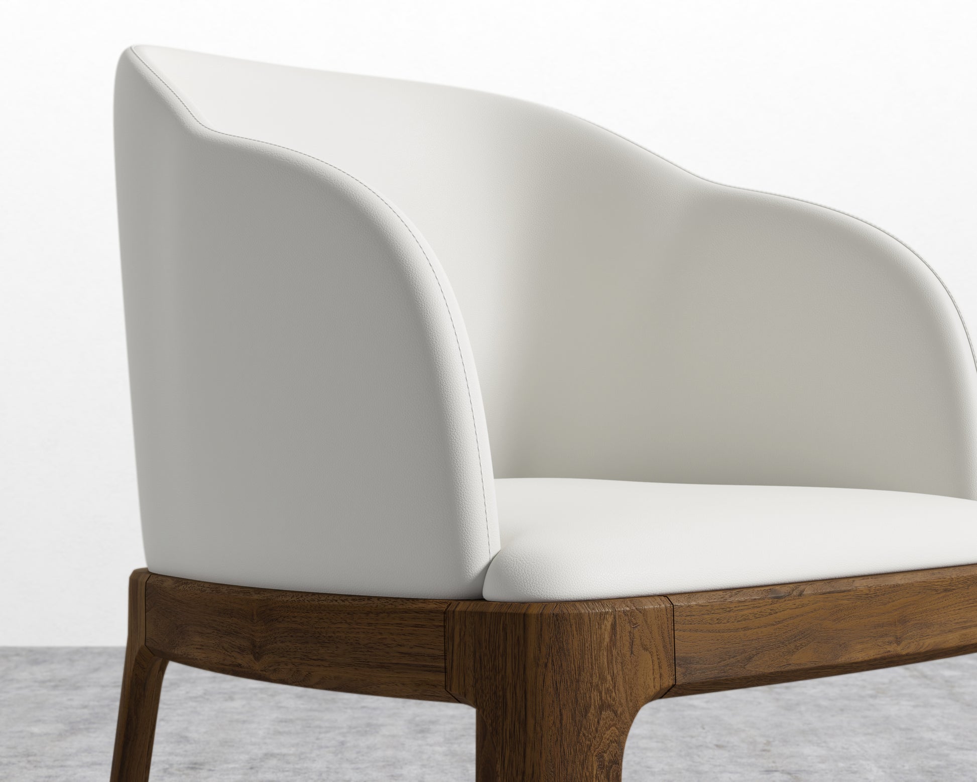 Aubrey Armchair - Microfiber Leather - Trento Eggshell - Walnut Stain
