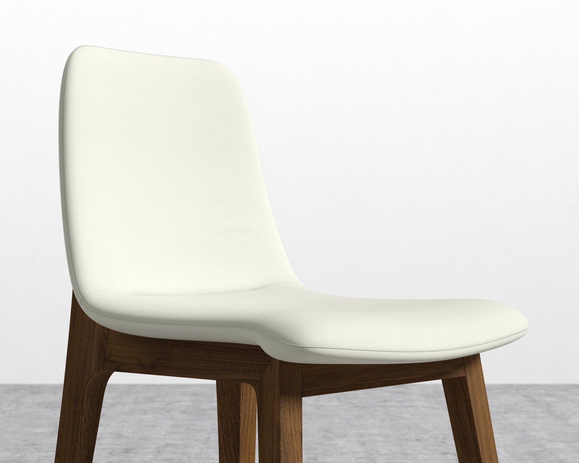 Aubrey Side Chair - PU Leather - Monaco Cream - Walnut Stain