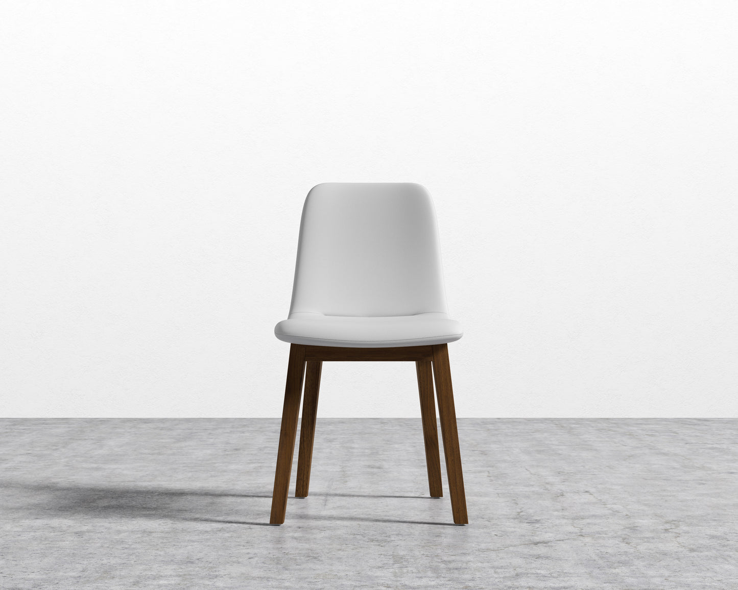 Aubrey Side Chair - PU Leather - Monaco White - Walnut Stain