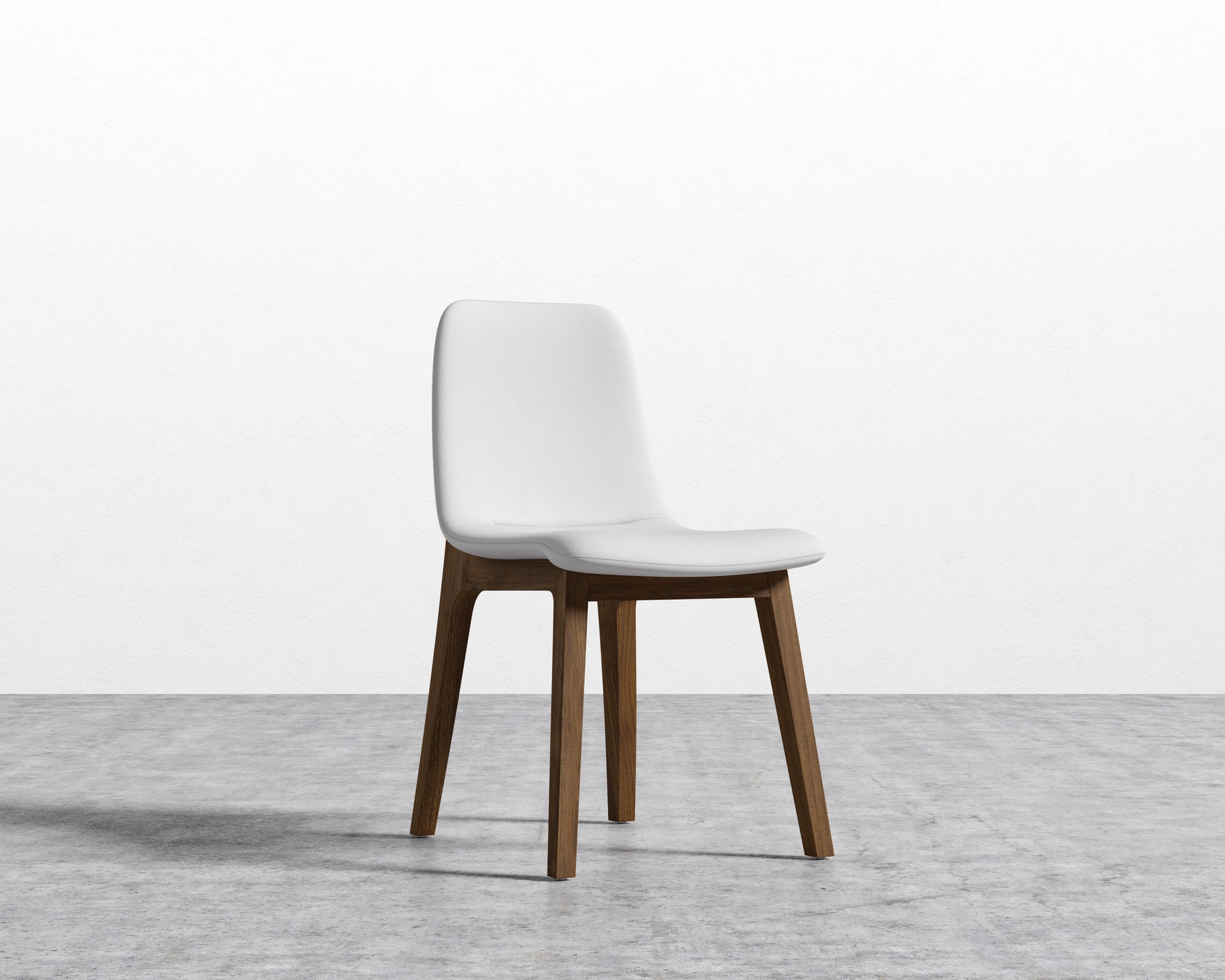 Aubrey Side Chair - PU Leather - Monaco White - Walnut Stain