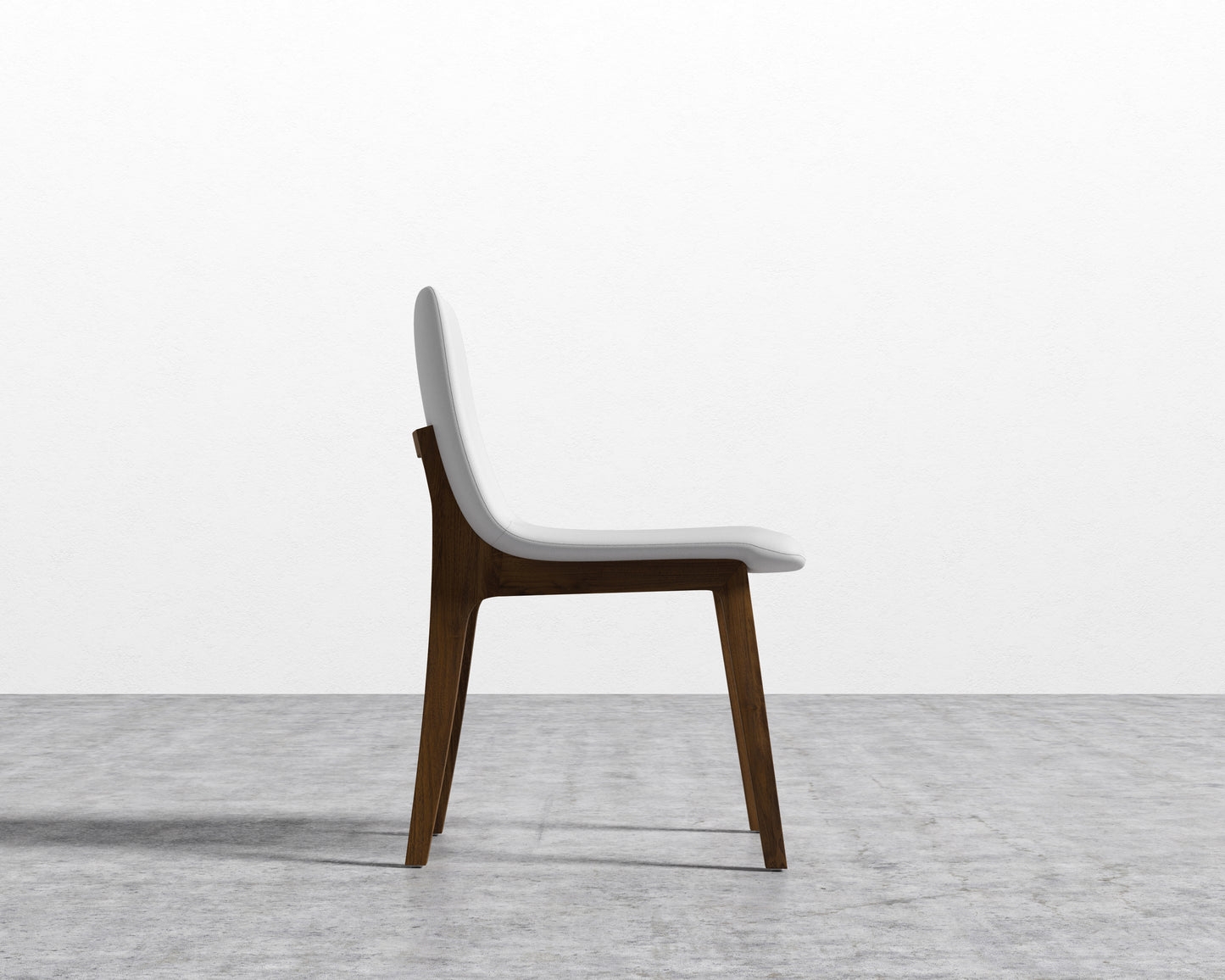 Aubrey Side Chair - PU Leather - Monaco White - Walnut Stain