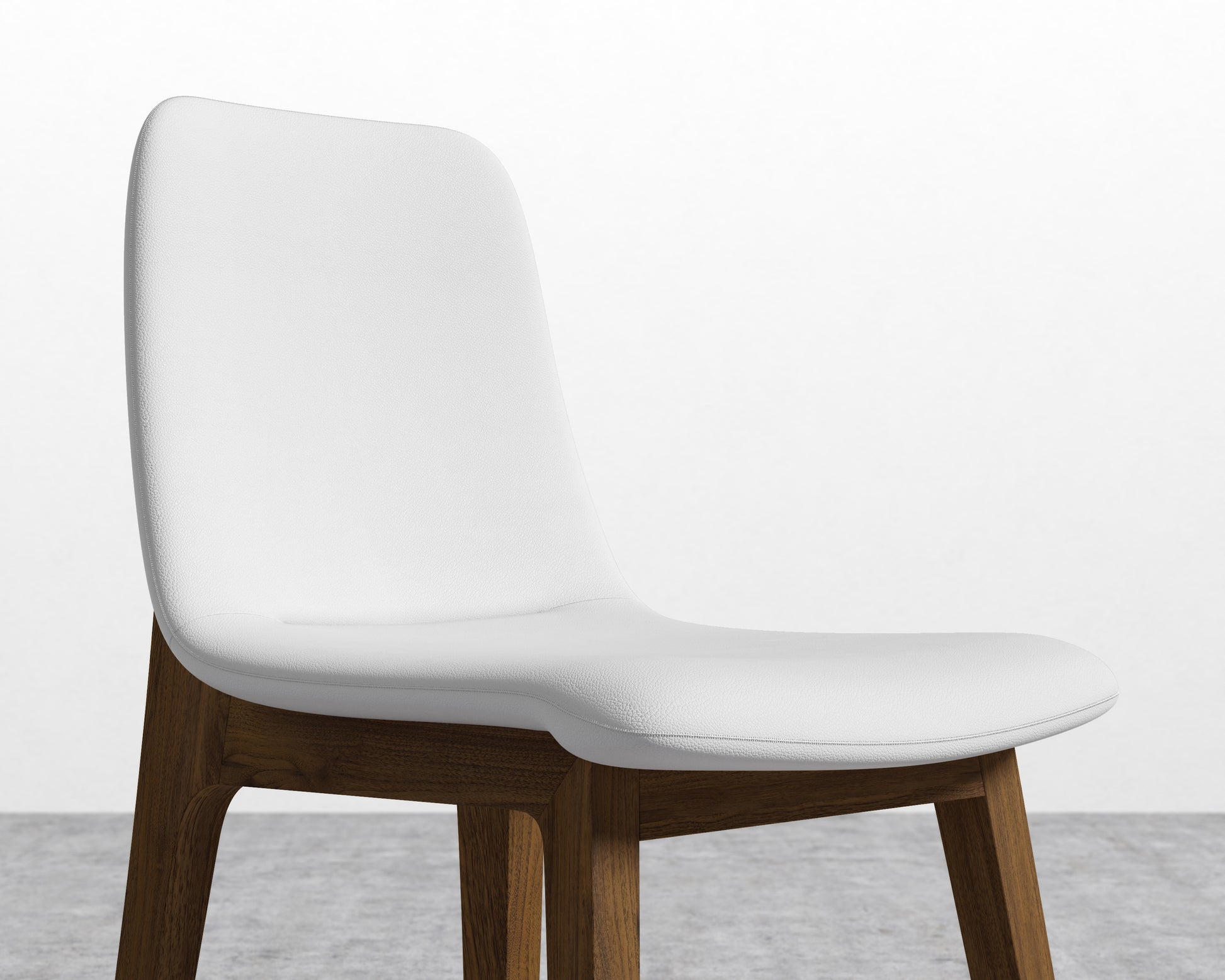 Aubrey Side Chair - PU Leather - Monaco White - Walnut Stain