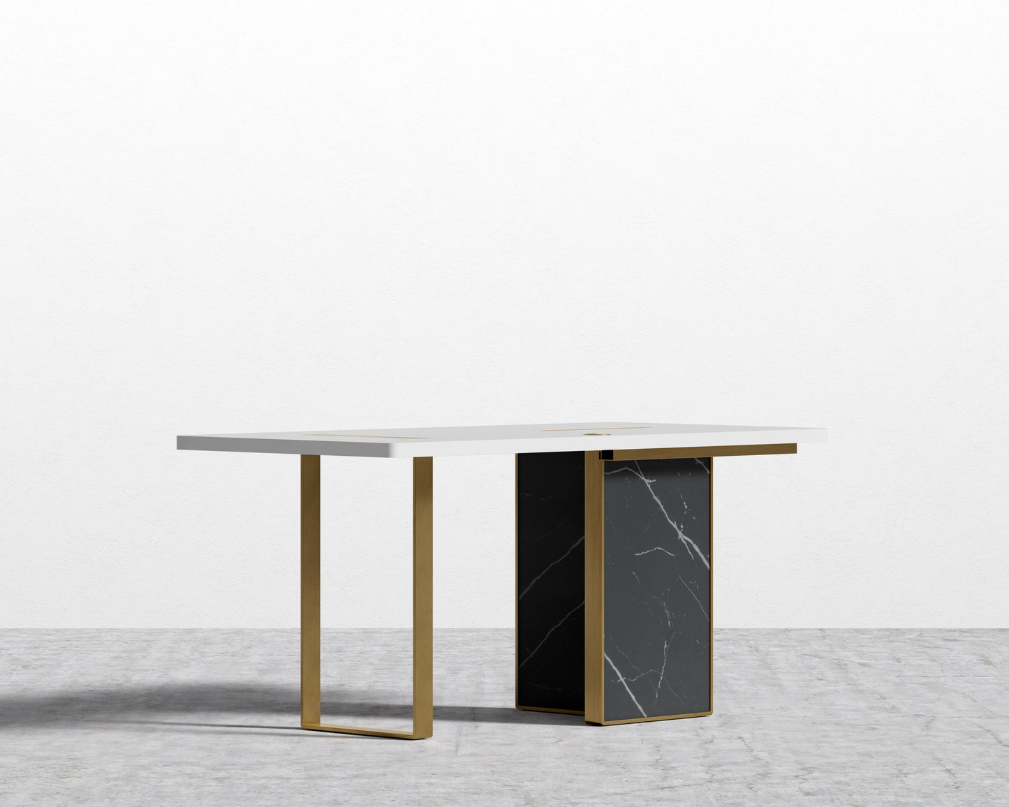 Augustus Desk - 63in - White Top - Black Pietra Ceramic