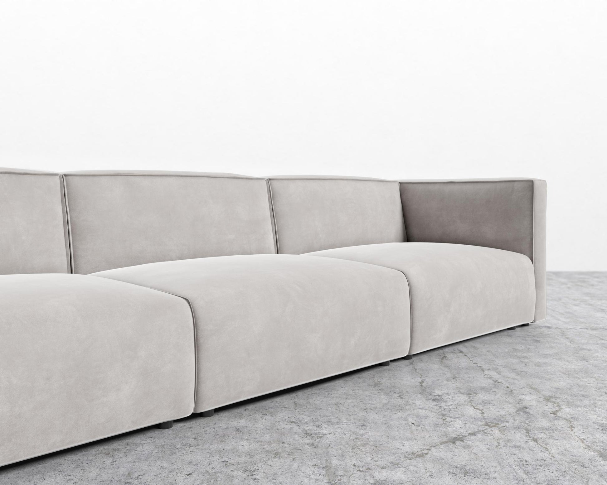 Arya Modular Sectional - Venice Vegan Suede - Chiffon
