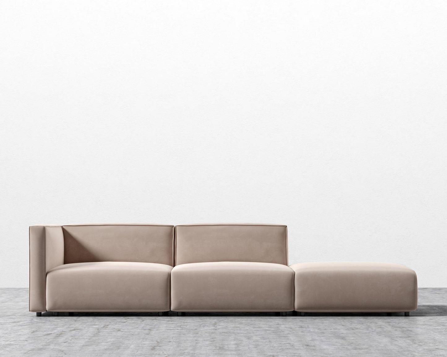 Arya Modular Sofa with Open End - Plush Velvet - Blush