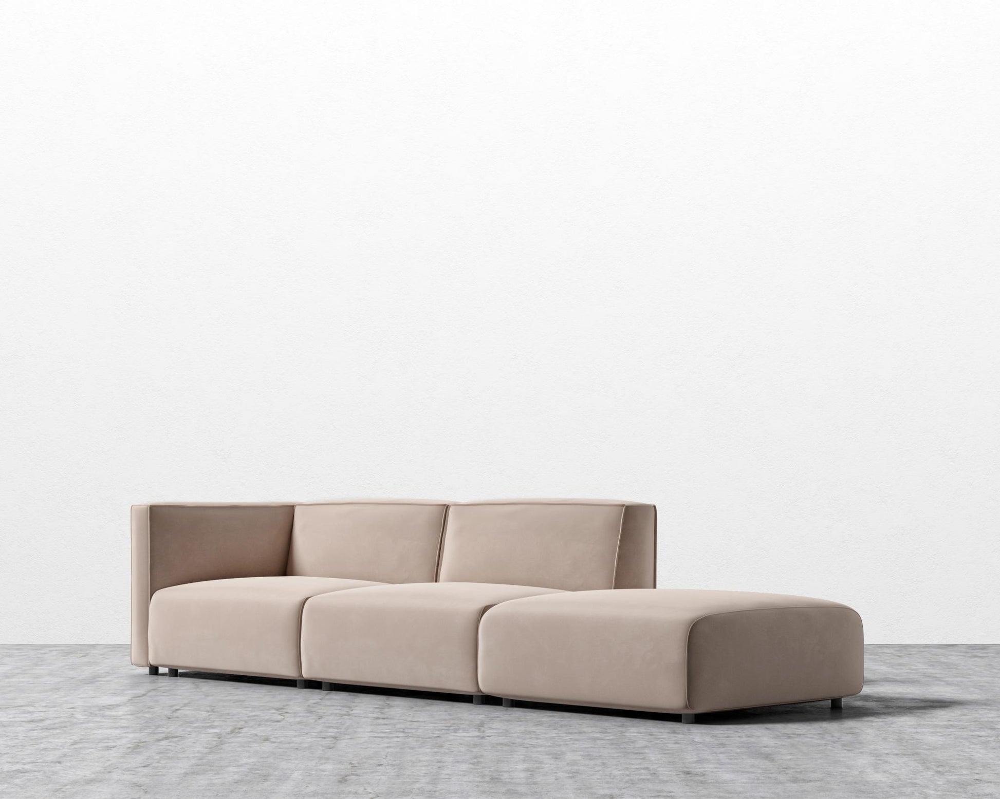 Arya Modular Sofa with Open End - Plush Velvet - Blush