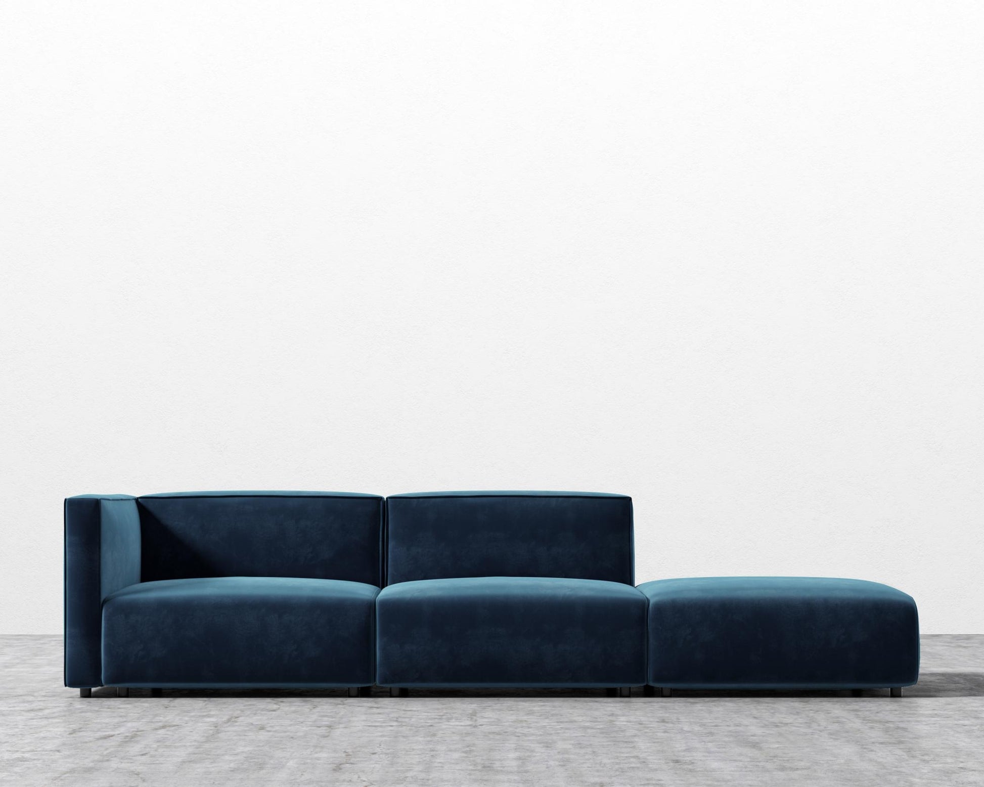 Arya Modular Sofa with Open End - Plush Velvet - Cobalt