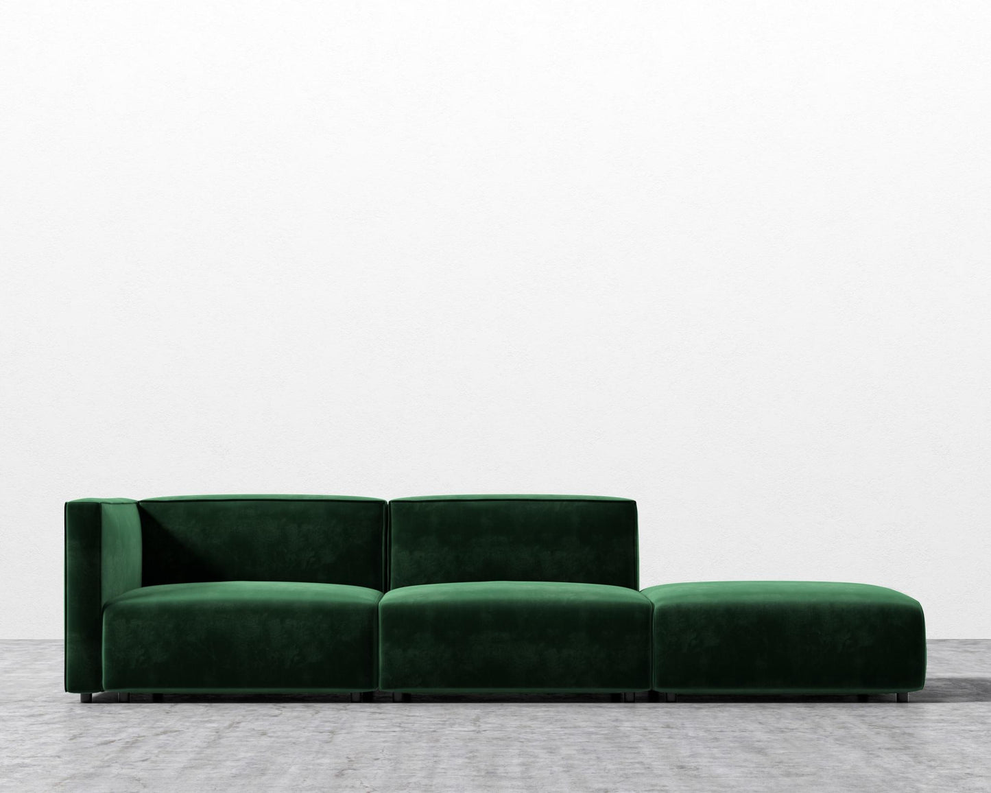 Arya Modular Sofa with Open End - Plush Velvet - Moss
