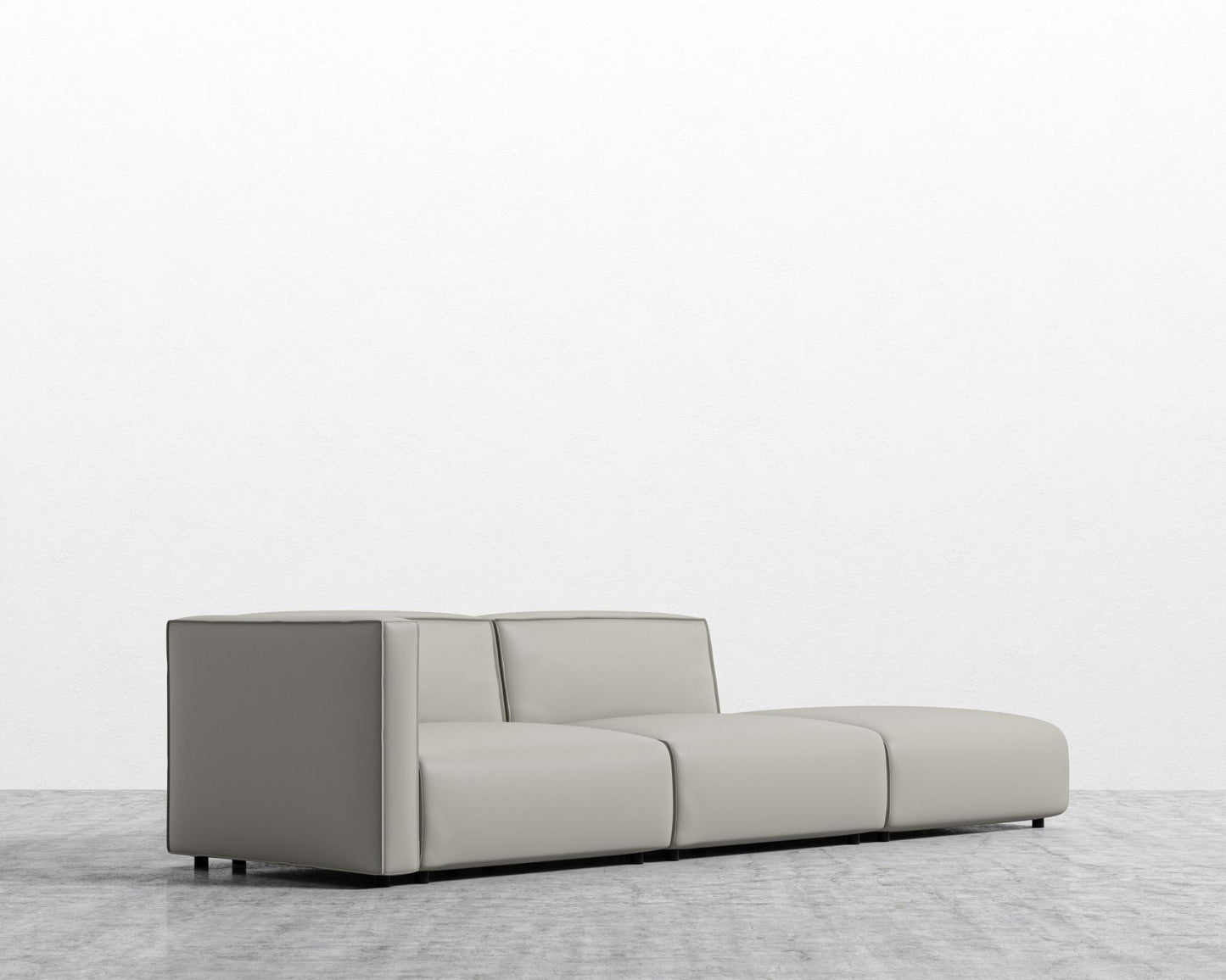 Arya Modular Sofa with Open End - Microfiber Leather - Taupe