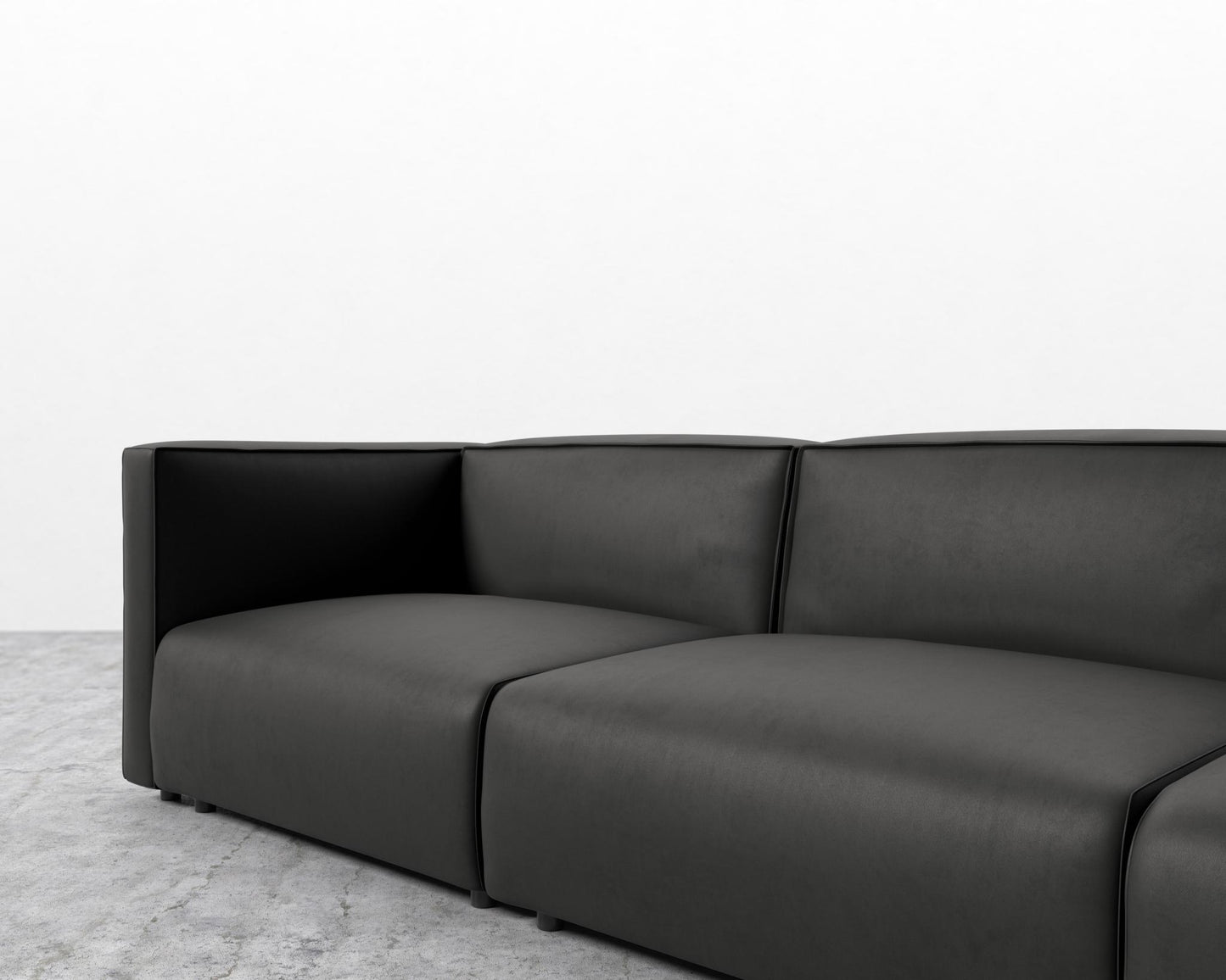 Arya Modular Sofa with Open End - Trento Microfiber Leather - Trento Jet Black