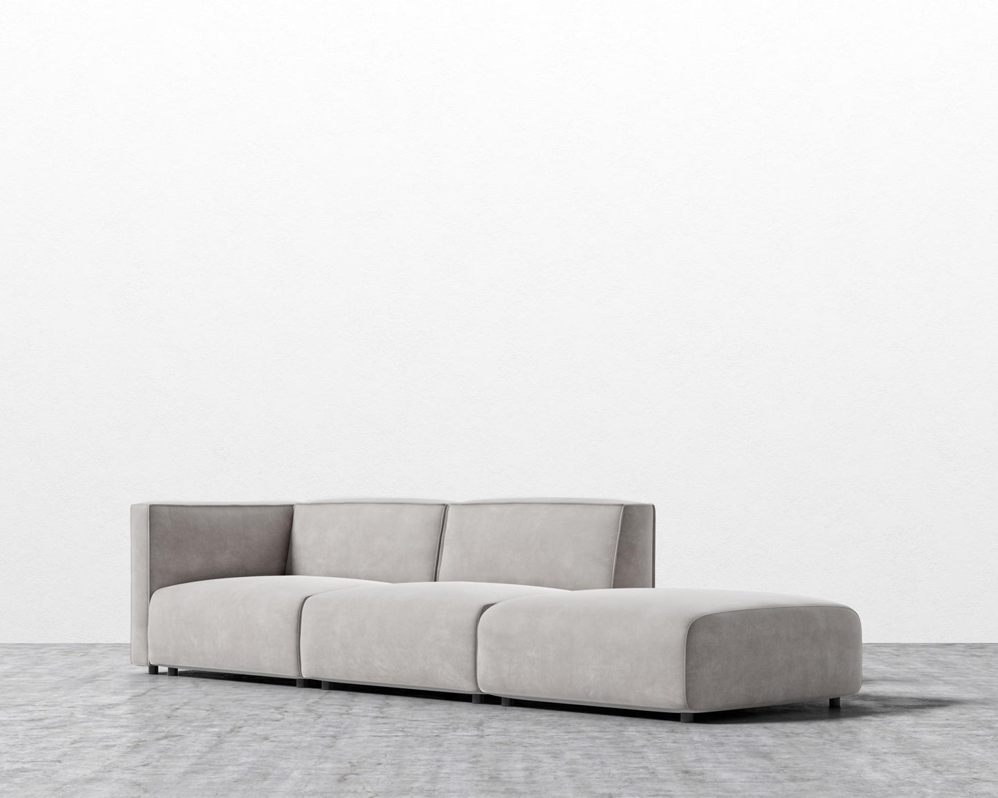 Arya Modular Sofa with Open End - Venice Vegan Suede - Chiffon