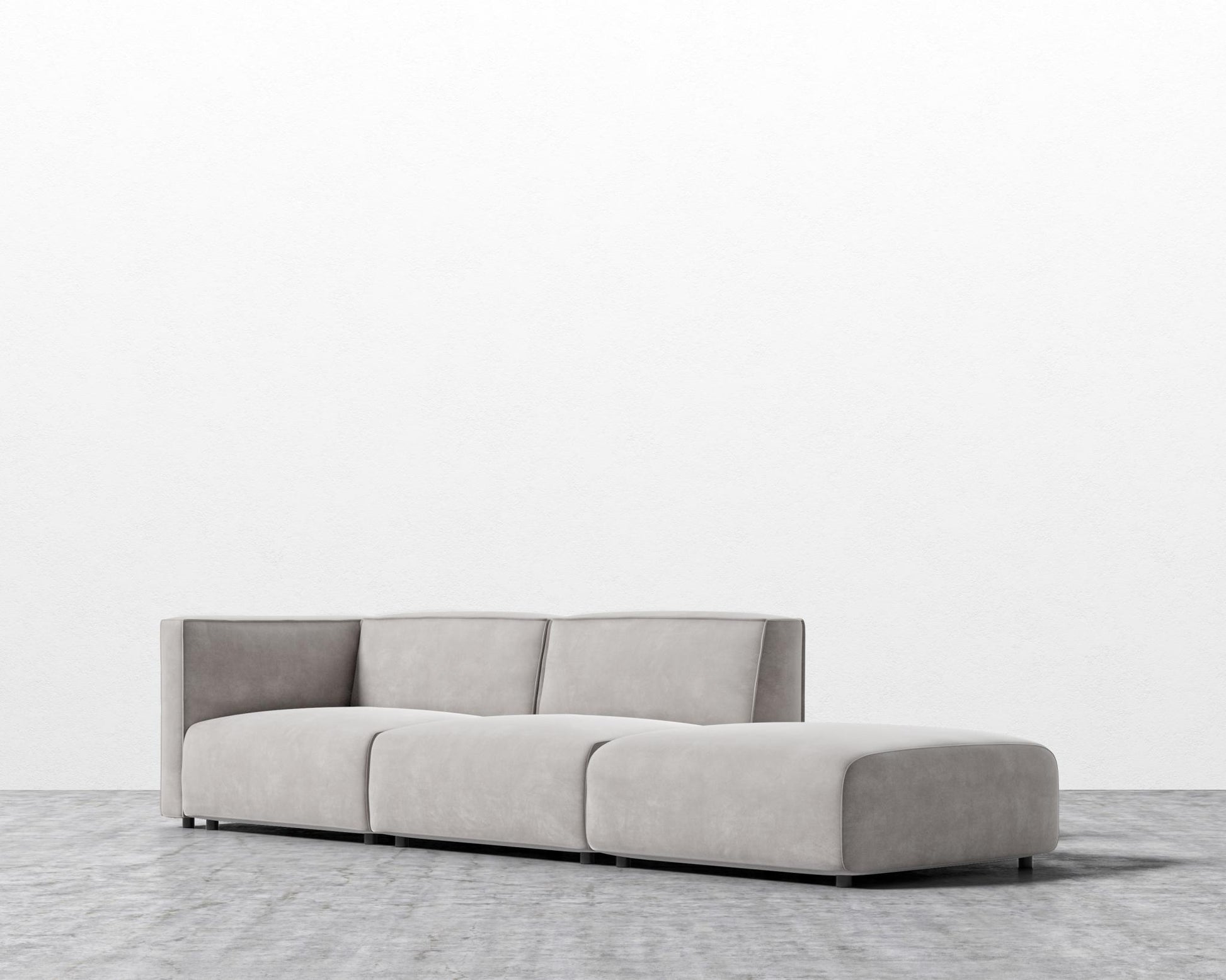 Arya Modular Sofa with Open End - Venice Vegan Suede - Chiffon