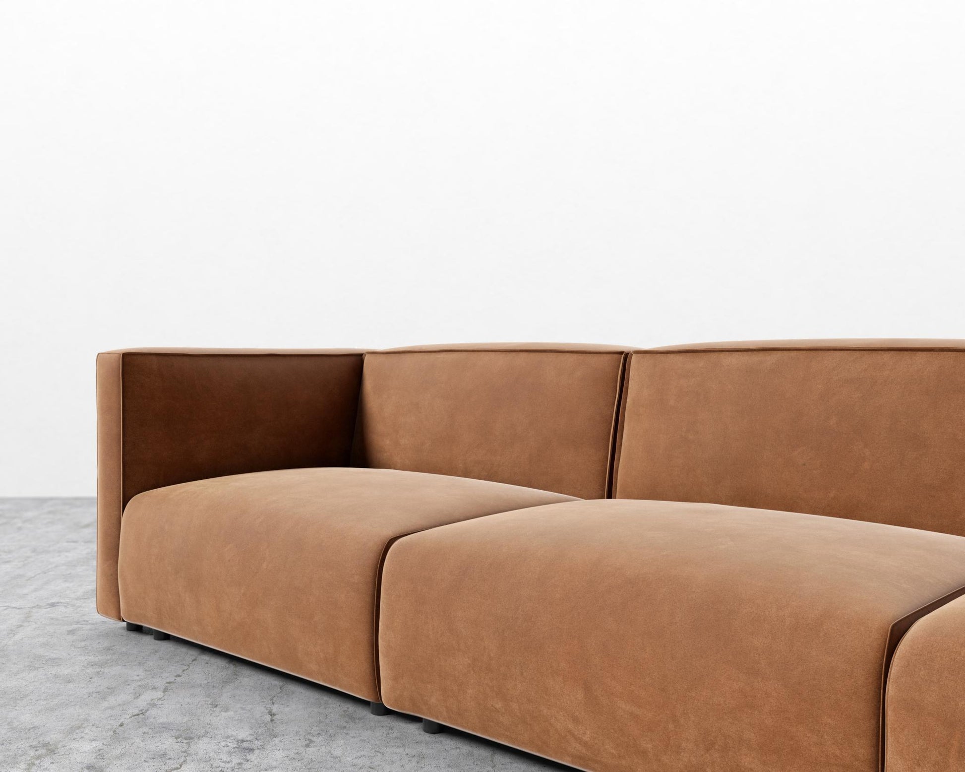 Arya Modular Sofa with Open End - Venice Vegan Suede - Cider