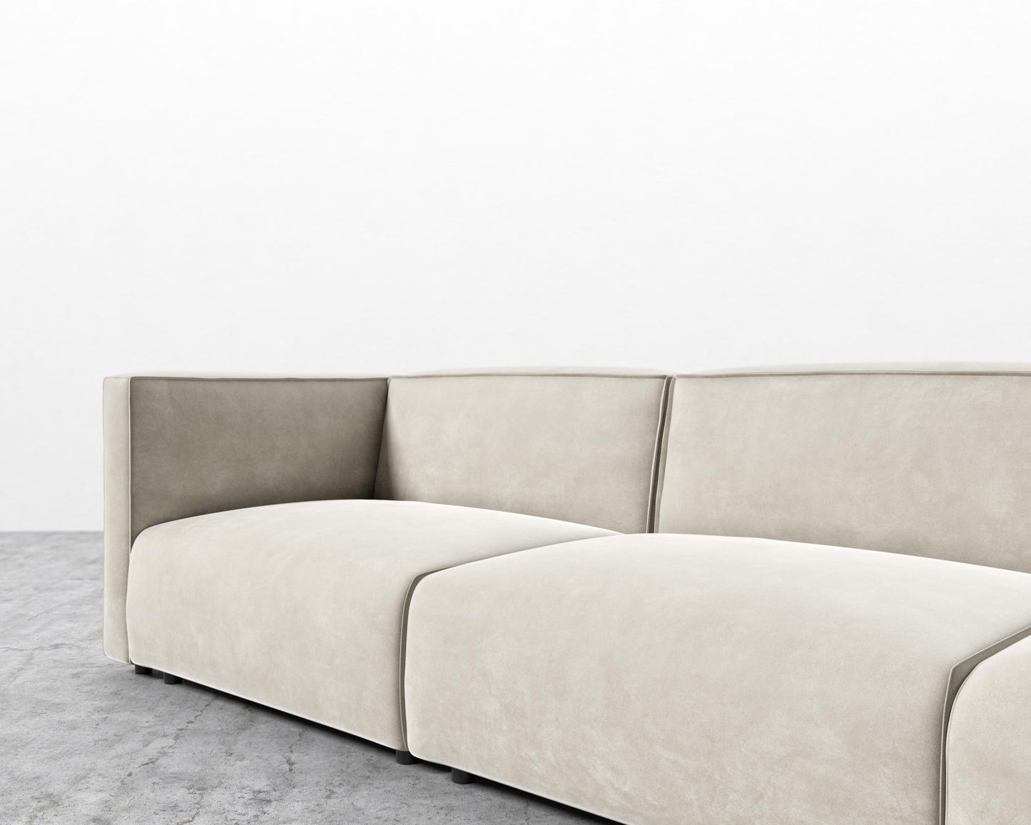 Arya Modular Sofa with Open End - Venice Vegan Suede - Latte