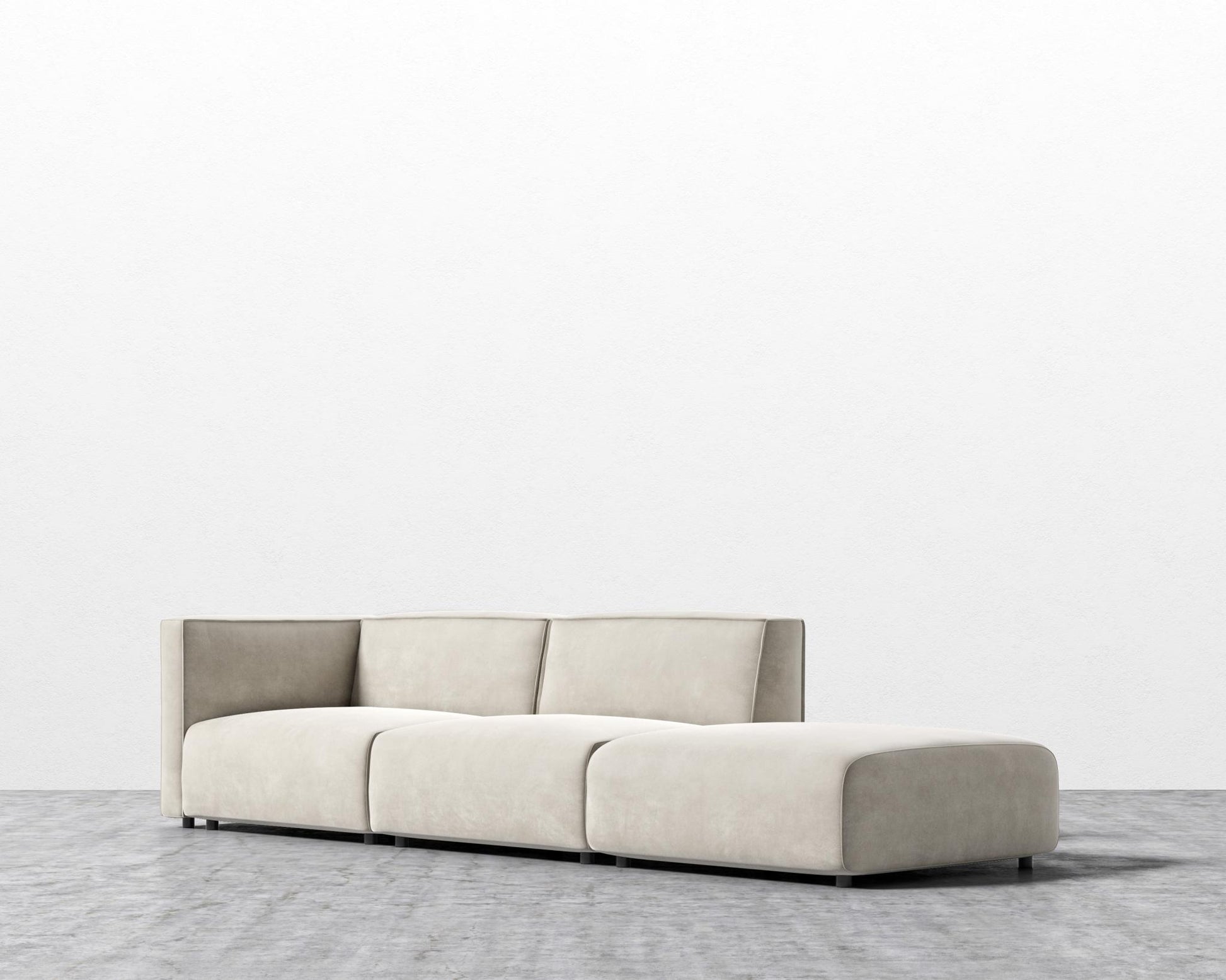 Arya Modular Sofa with Open End - Venice Vegan Suede - Latte