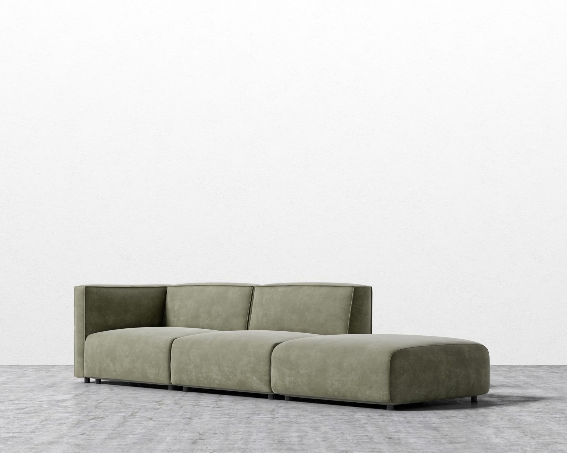 Arya Modular Sofa with Open End - Venice Vegan Suede - Sage