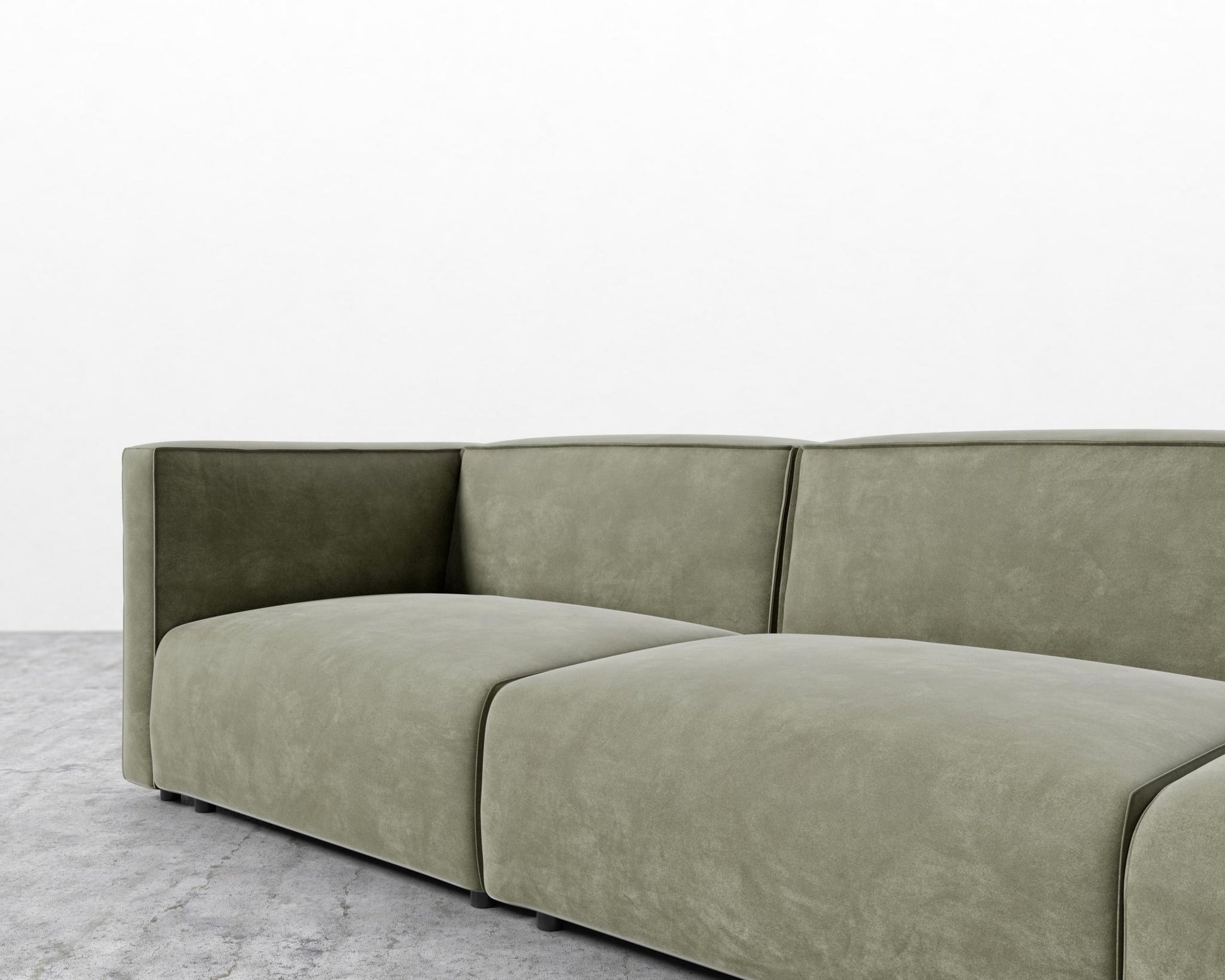 Arya Modular Sofa with Open End - Venice Vegan Suede - Sage