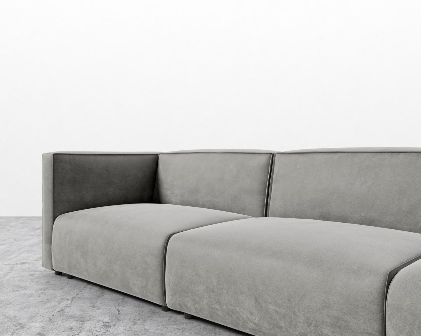 Arya Modular Sofa with Open End - Venice Vegan Suede - Strato
