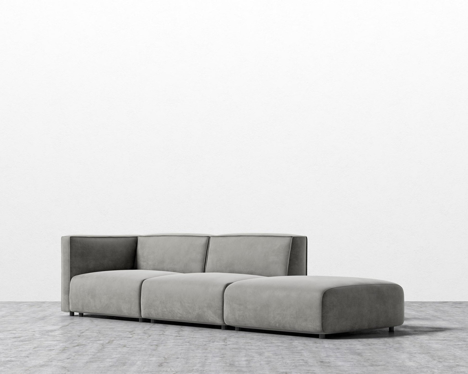 Arya Modular Sofa with Open End - Venice Vegan Suede - Strato