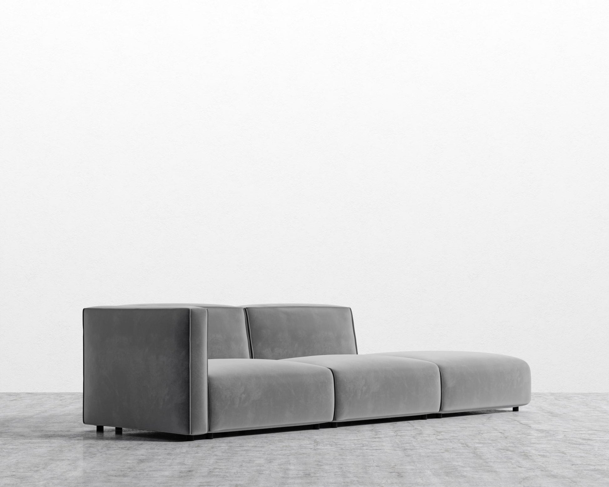 Arya Modular Sofa with Open End - Plush Velvet - Glacier Grey