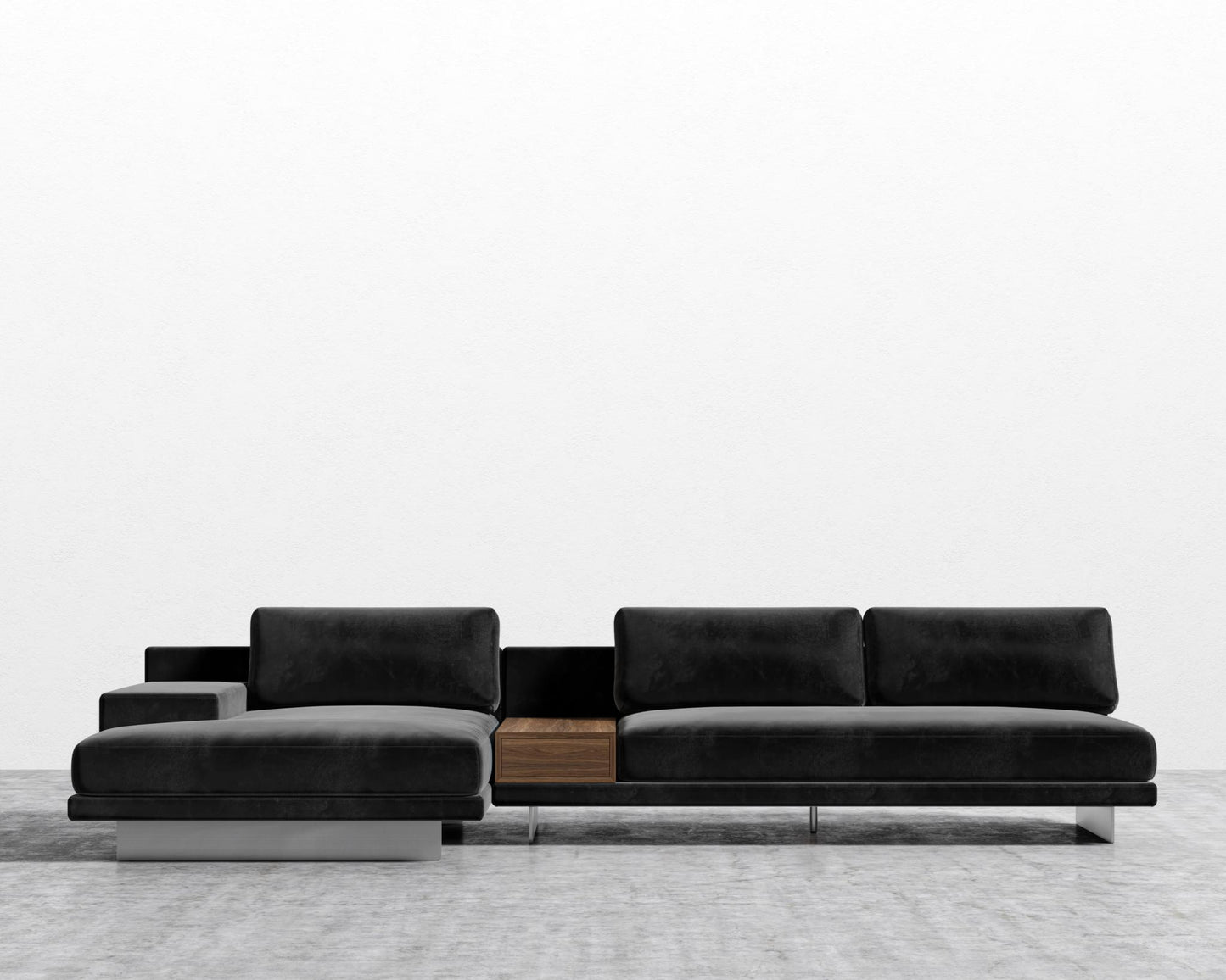 Dresden Sectional Sofa - Plush Velvet - Black